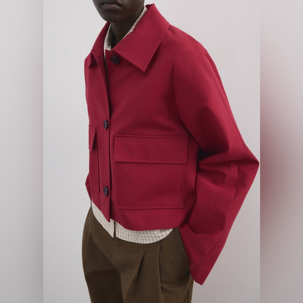 NWT MANGO Cotton Jacket With Pockets in Red